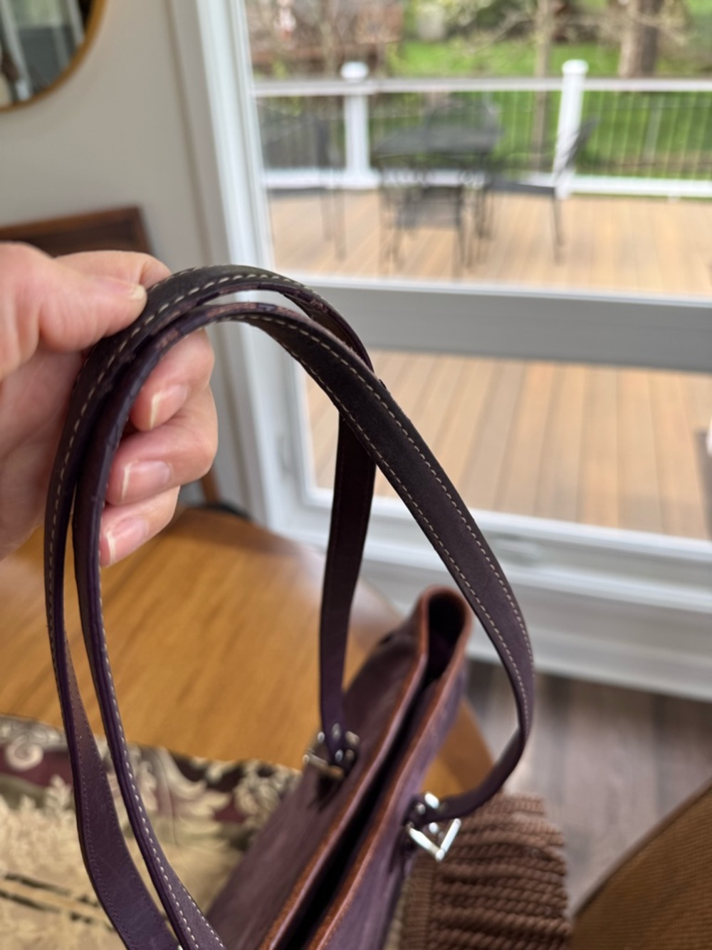 Coach Purple Suede Tote with Leather Straps - Picture 6 of 11